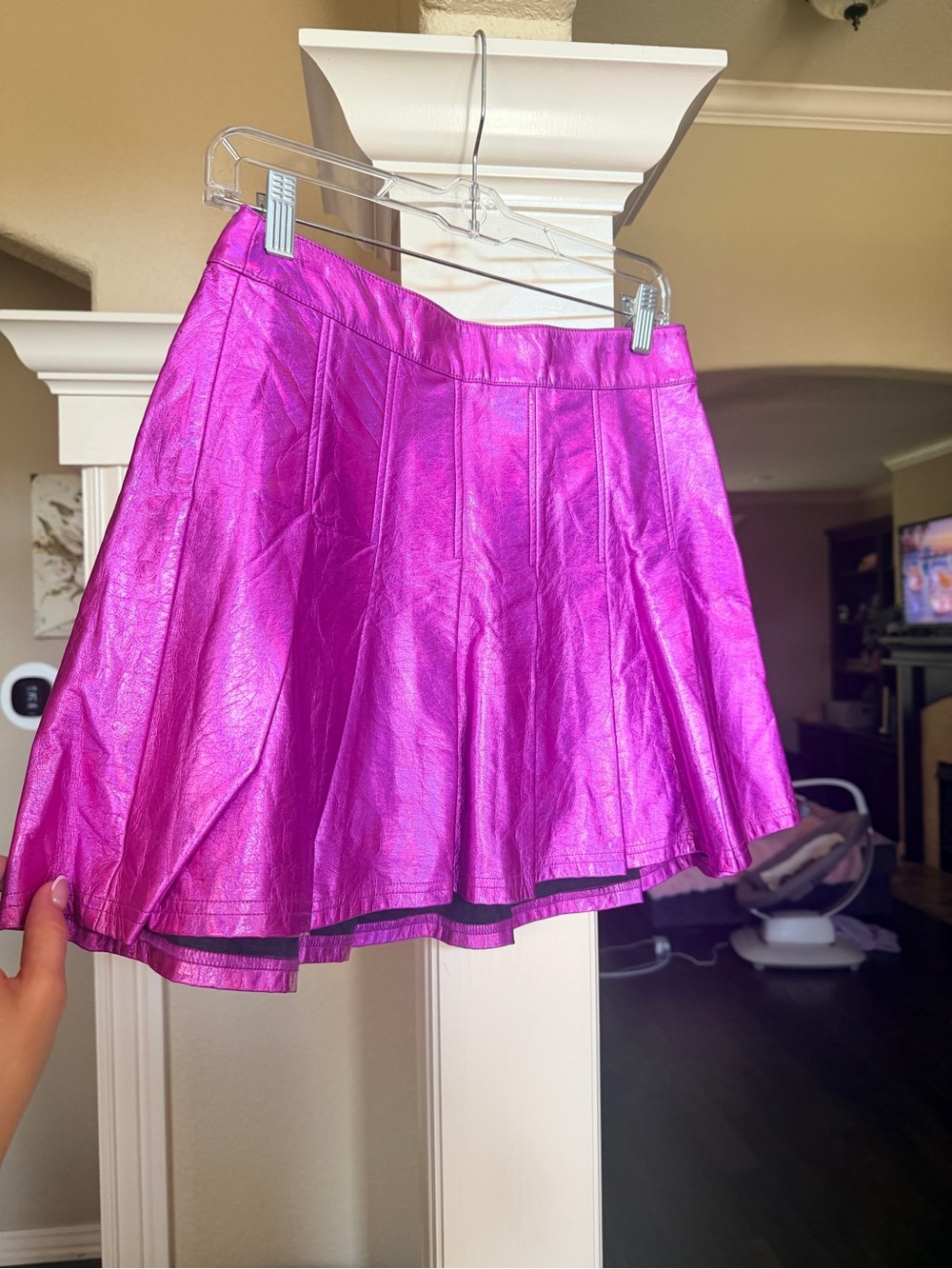 Shimmering Metallic Pink Mini Skirt